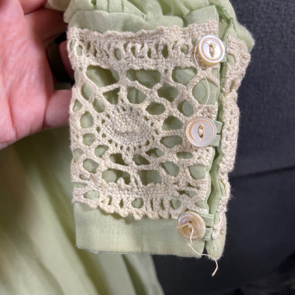 Gunne Sax by Jessica sage green Prairie Maxi Dress 70s Vintage Lace Cottage 11 - Picture 5 of 11